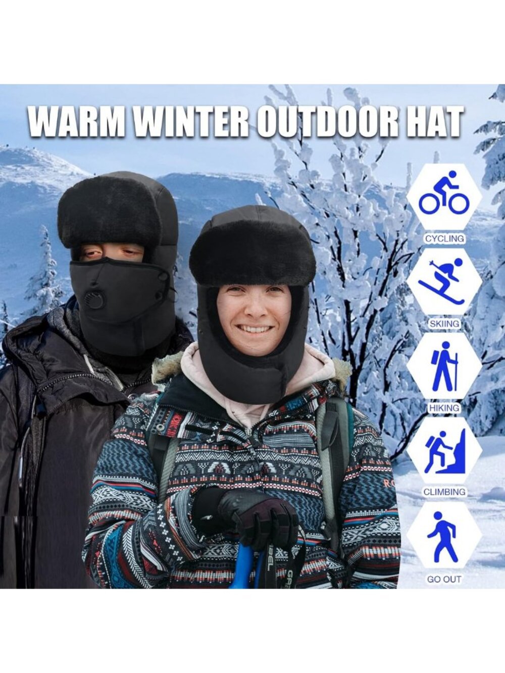 Cozy Winter Trapper Hat with Ear Flaps | Windproof Aviator Hat for Cold Weather - Picture 2 of 6